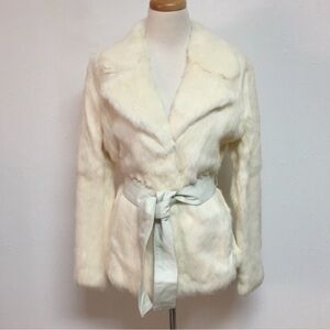 Arden B Cream Teddy Jacket with Belt